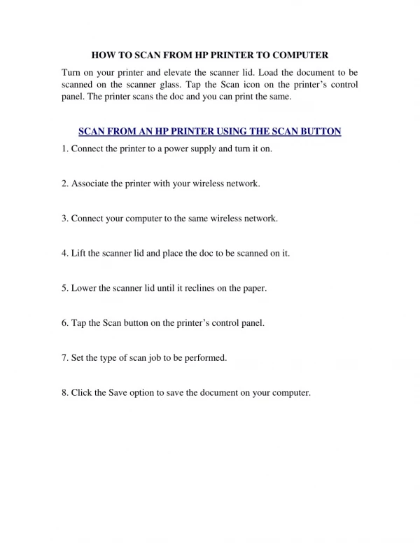 How to scan from HP printer to computer