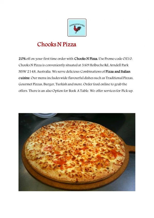 Chooks N Pizza-Arndell Park - Order Food Online