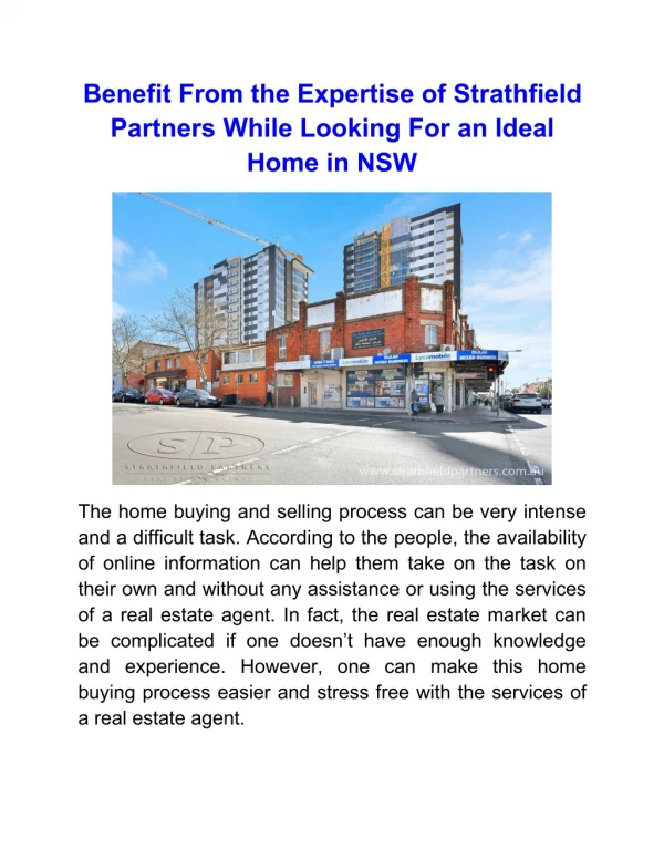 Benefit From the Expertise of Strathfield Partners While Looking For an Ideal Home in NSW