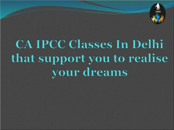 CA IPCC Classes In Delhi - Helping Hand Institute