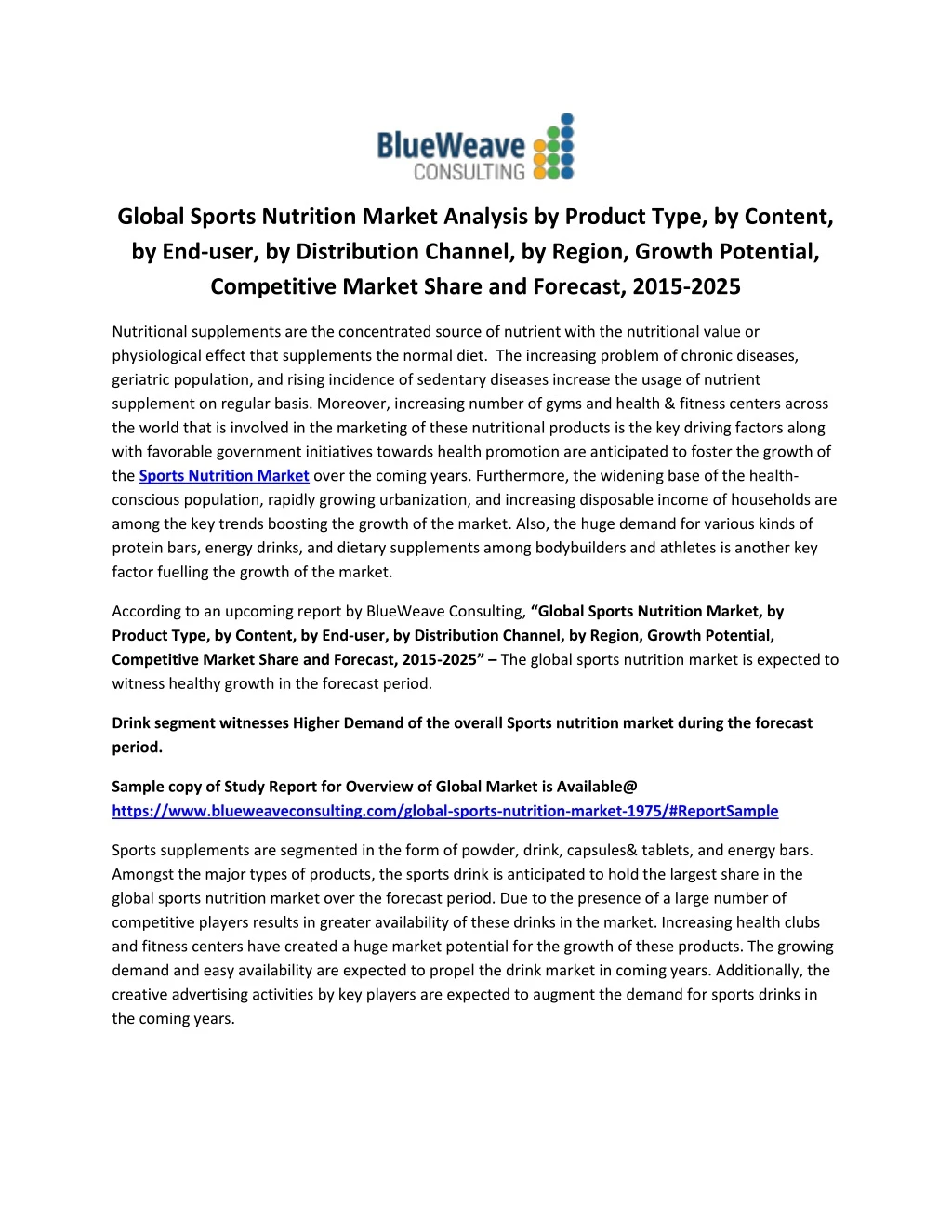 global sports nutrition market analysis