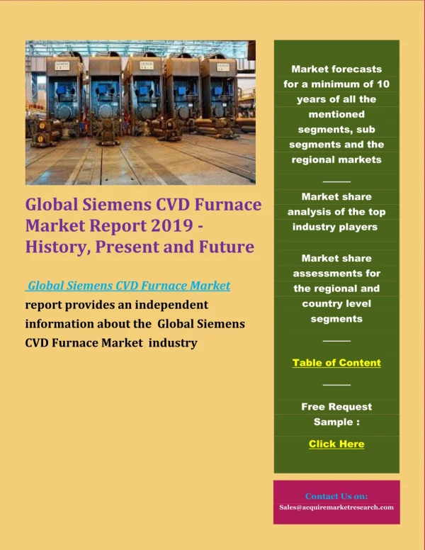 Global Siemens CVD Furnace Market Is Likely to Witness Tremendous Growth by 2019