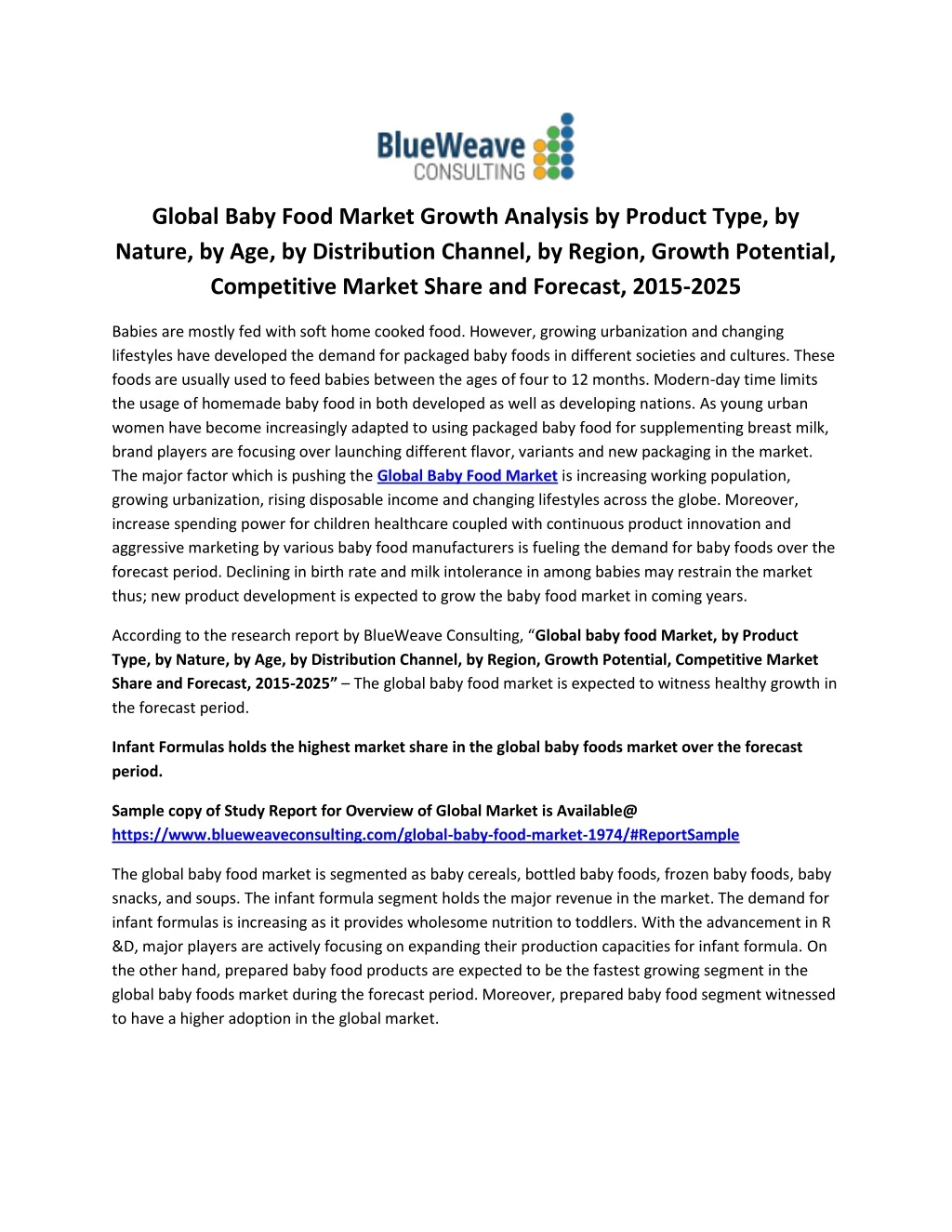 global baby food market growth analysis