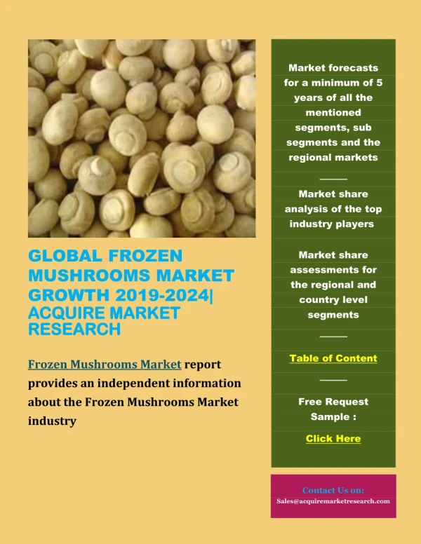 Global Frozen Mushrooms Market Growth 2019-2024