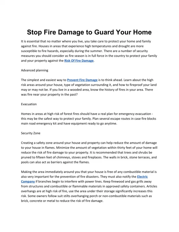 Stop Fire Damage to Guard Your Home