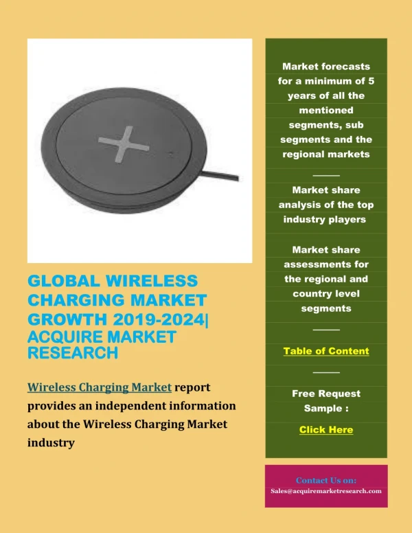 Global Wireless Charging Market Growth 2019-2024