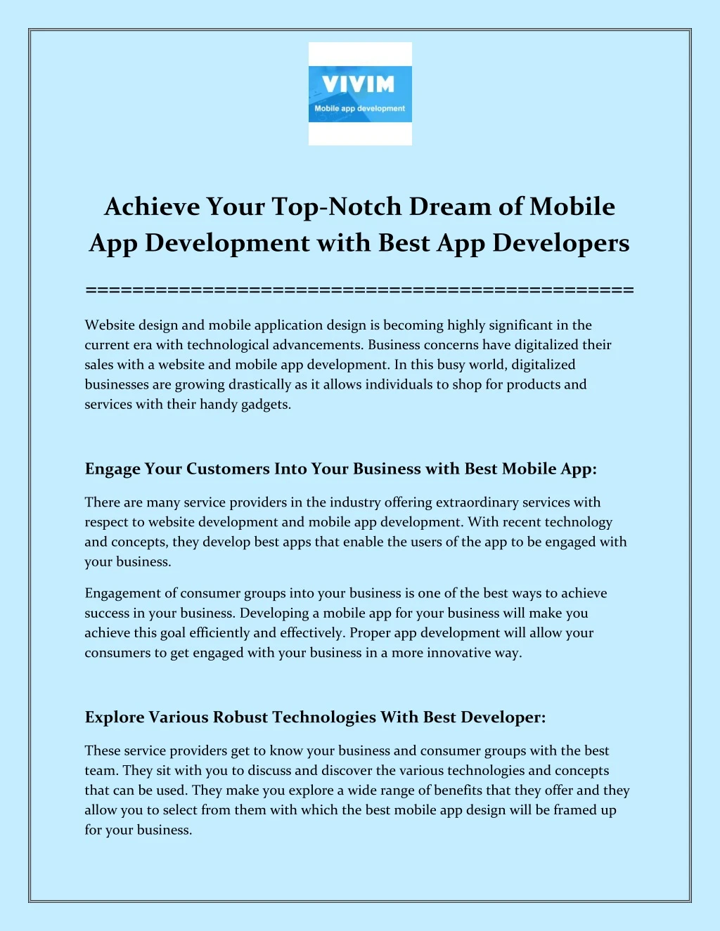 achieve your top notch dream of mobile