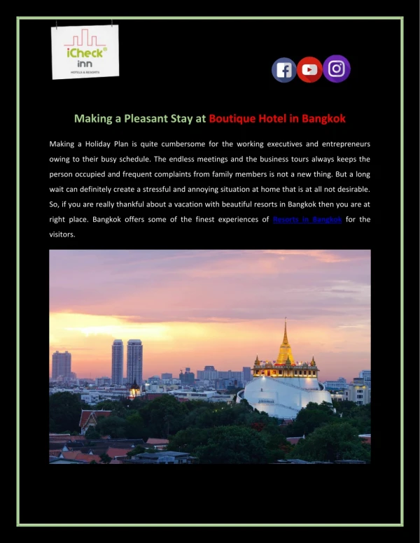 Making a Pleasant Stay at Boutique Hotel in Bangkok