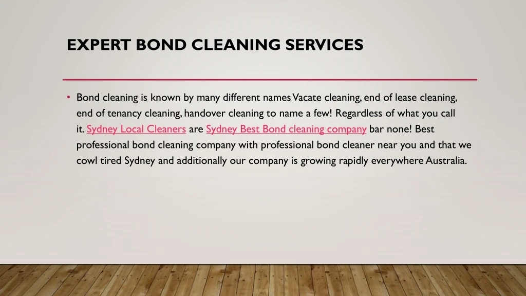 expert bond cleaning services