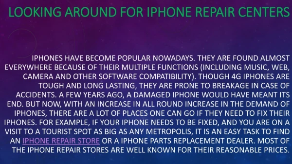 Looking Around For iPhone Repair Centers