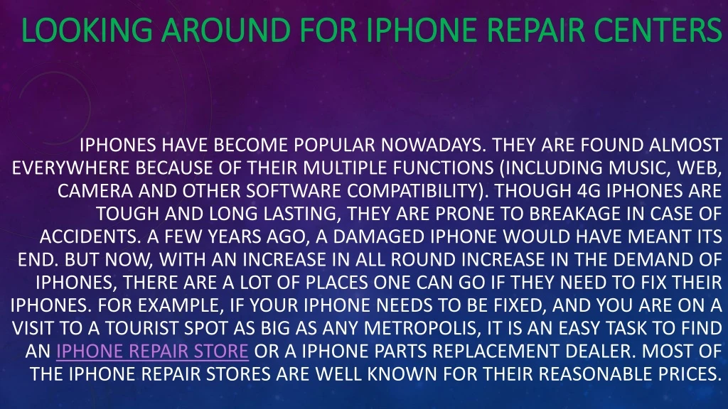 looking around for iphone repair centers