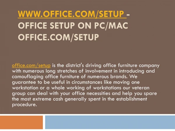 Office.com/setup Activation of Microsoft Office