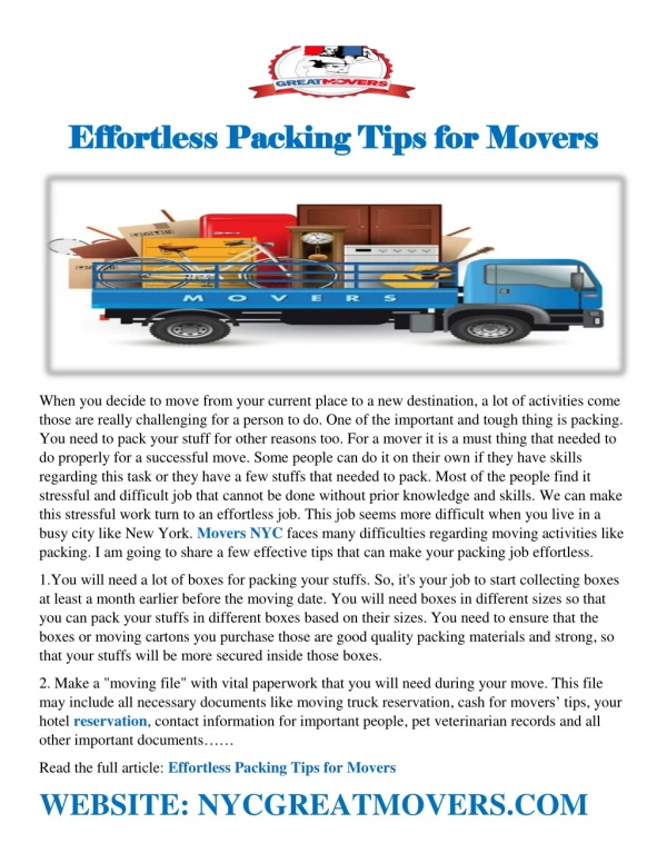 Effortless Packing Tips for Movers