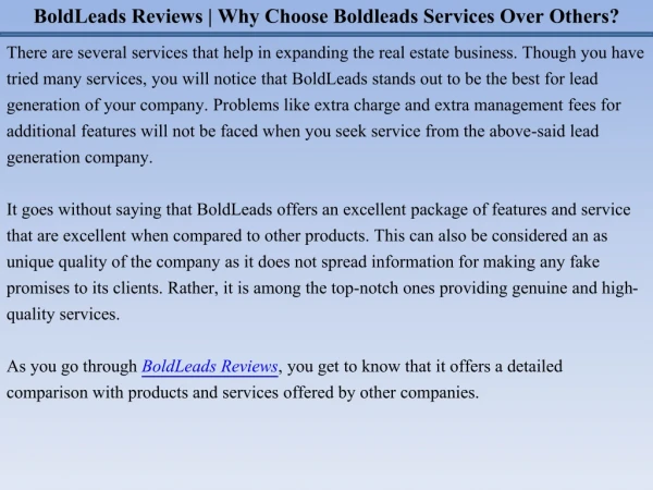 BoldLeads Reviews | Why Choose Boldleads Services Over Others?