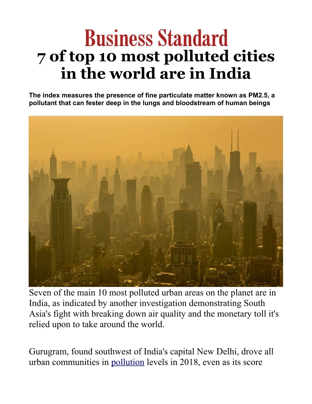 7 of top 10 most polluted cities in the world