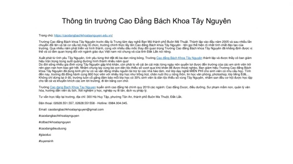 th ng tin tr ng cao ng b ch khoa t y nguy n