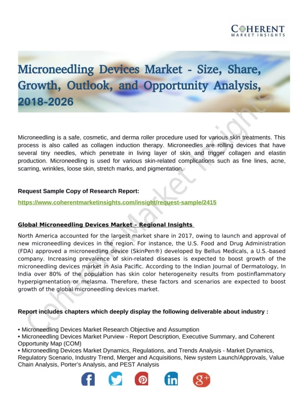 Microneedling Devices Market Revenue Growth Predicted to 2026 Speculate by Global Top Players