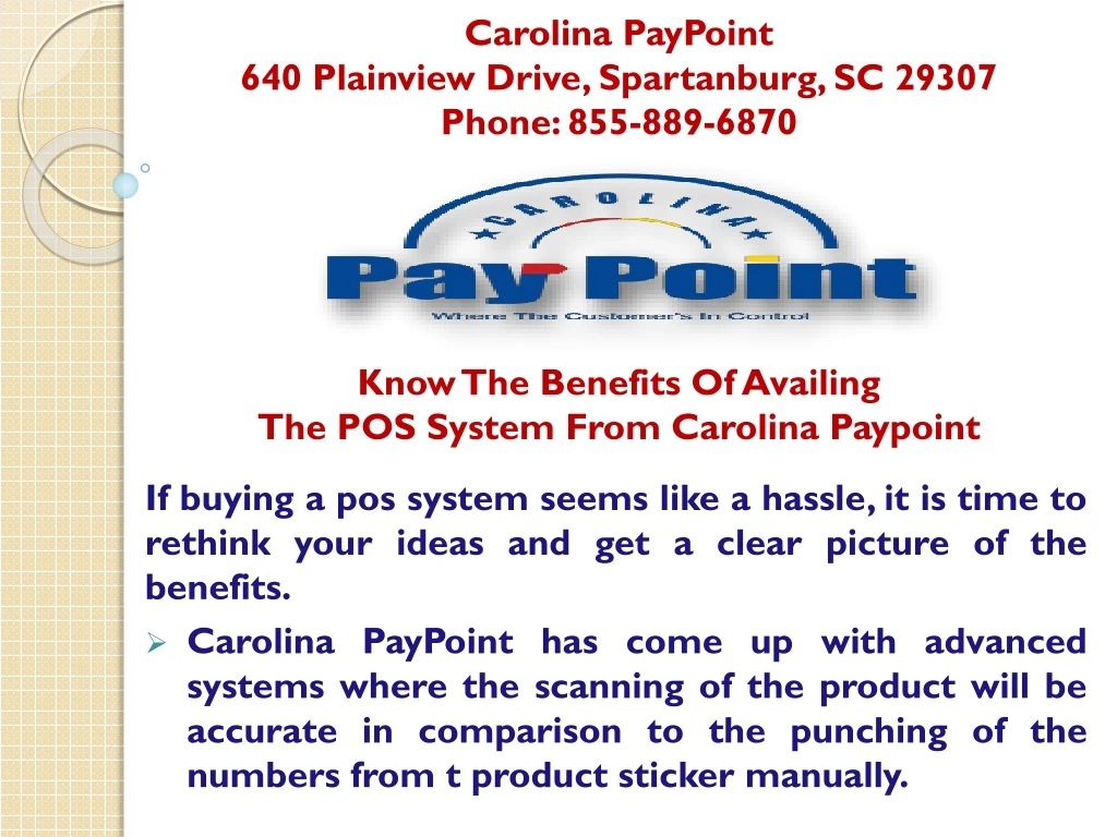 carolina paypoint 640 plainview drive spartanburg