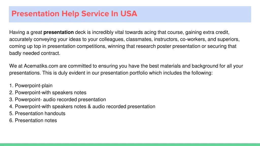 presentation help service in usa