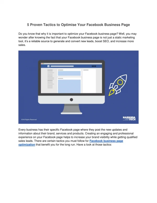 5 Proven Tactics to Optimise Your Facebook Business Page