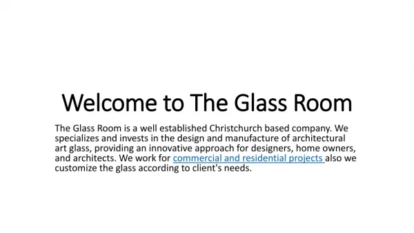 The Glass Room - Residential, Commercial & Heritage Glass Services Christchurch