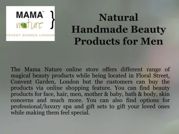 Natural Handmade Beauty Products for Men