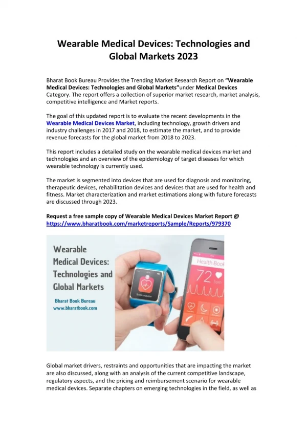 Wearable Medical Devices: Technologies and Global Markets 2023