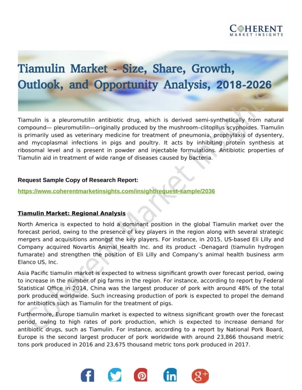 Tiamulin Market Showing Compound Annual Growth Rate And Forecast Till 2026