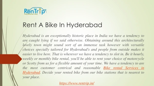 Rent A Bike In Hyderabad