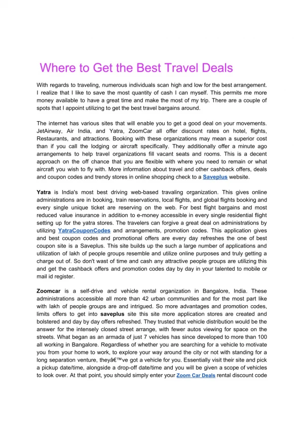 Where to Get the Best Travel Deals