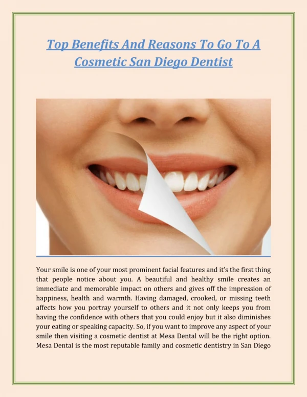 Top Benefits And Reasons To Go To A Cosmetic San Diego Dentist
