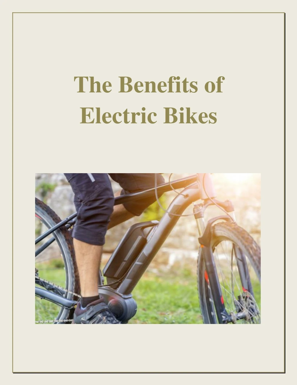 the benefits of electric bikes