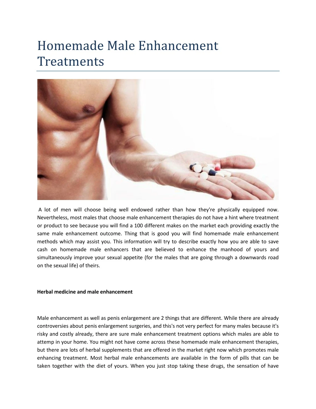 homemade male enhancement treatments