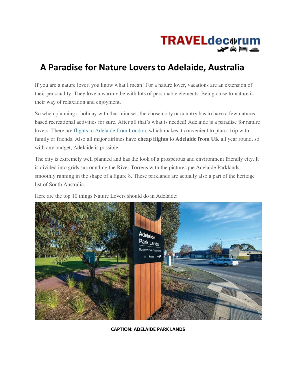 a paradise for nature lovers to adelaide australia