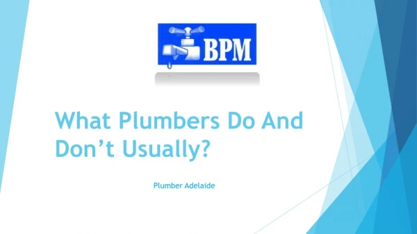 What Plumbers Do And Do not Usually