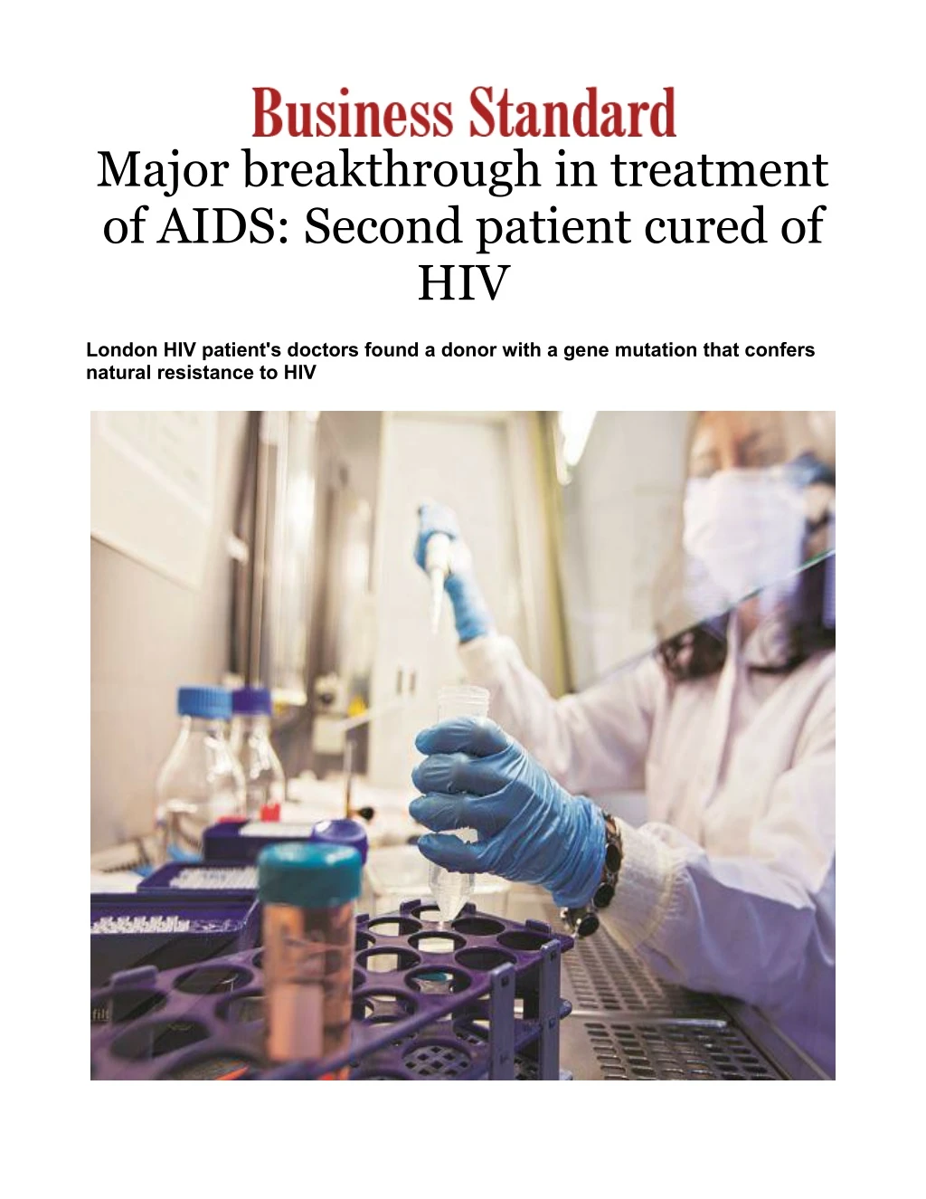 major breakthrough in treatment of aids second