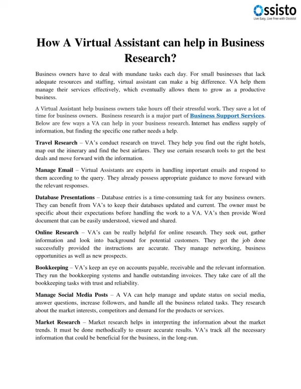 How A Virtual Assistant can help in Business Research?