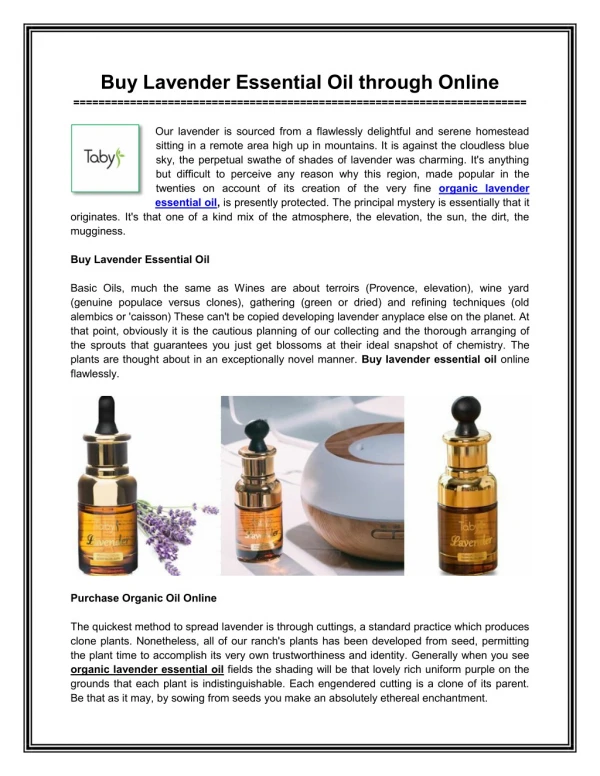 Find Lavender Essential Oil Through Online