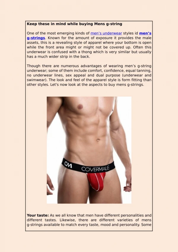 Keep these in mind while buying Mens g-string
