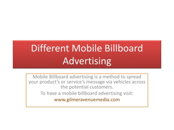 Different Mobile Billboard Advertising