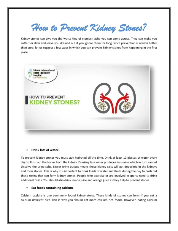 How to Prevent Kidney Stones?
