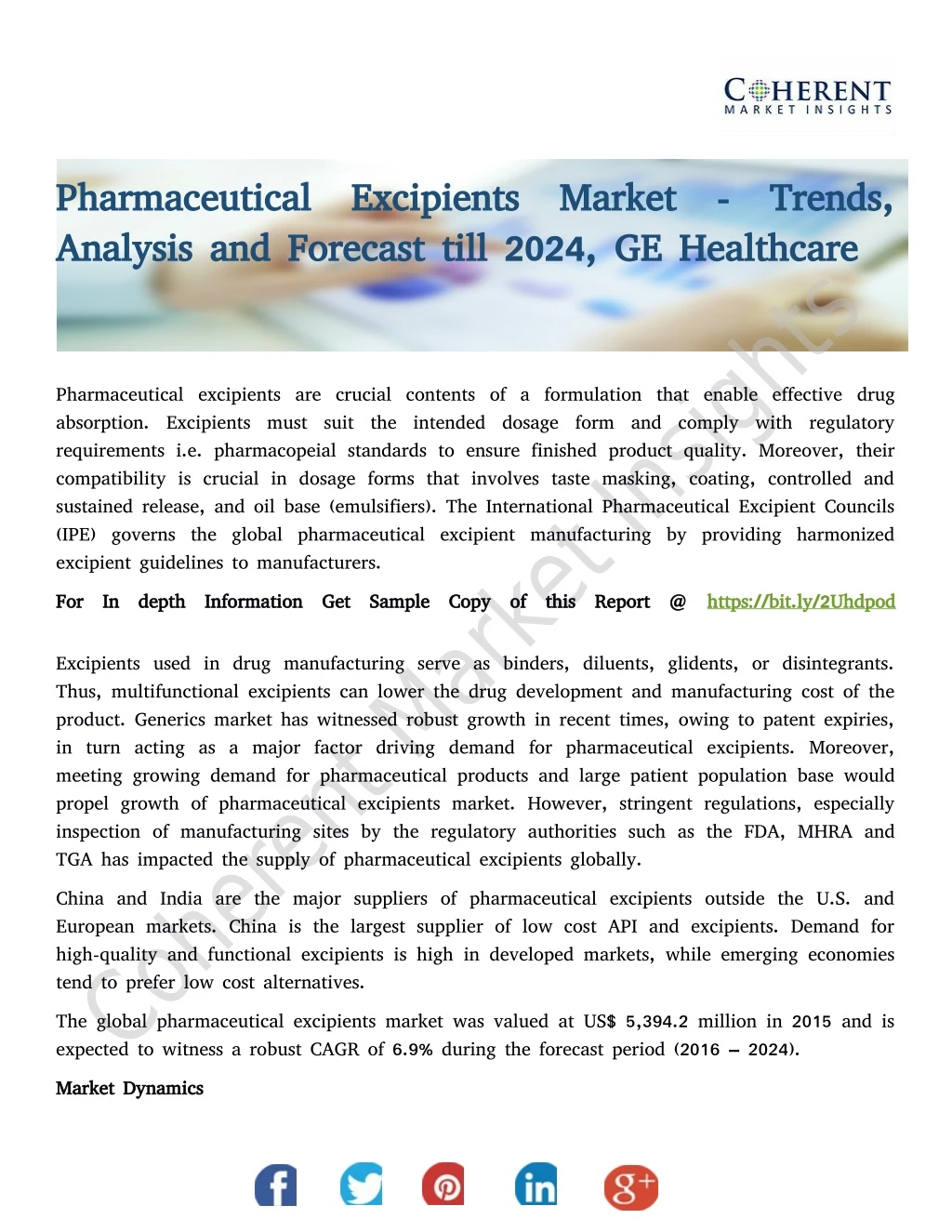 pharmaceutical excipients market trends