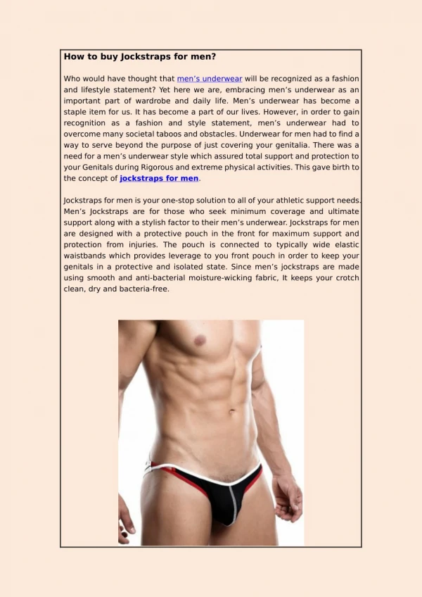 How to buy jockstraps for men?