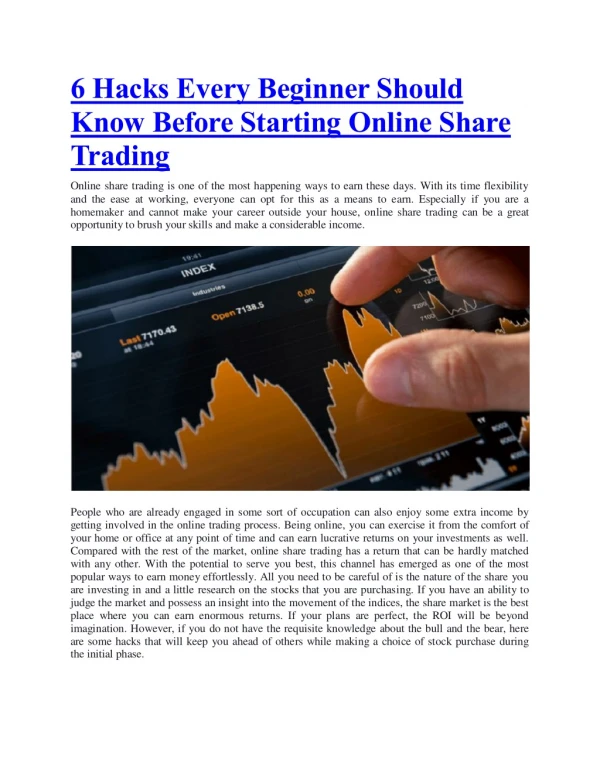 6 Hacks Every Beginner Should Know Before Starting Online Share Trading