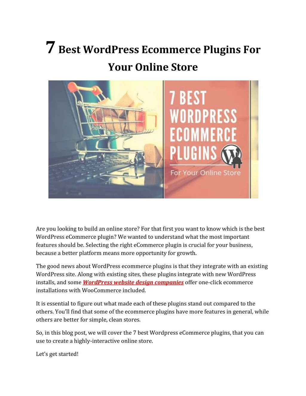 7 best wordpress ecommerce plugins for your