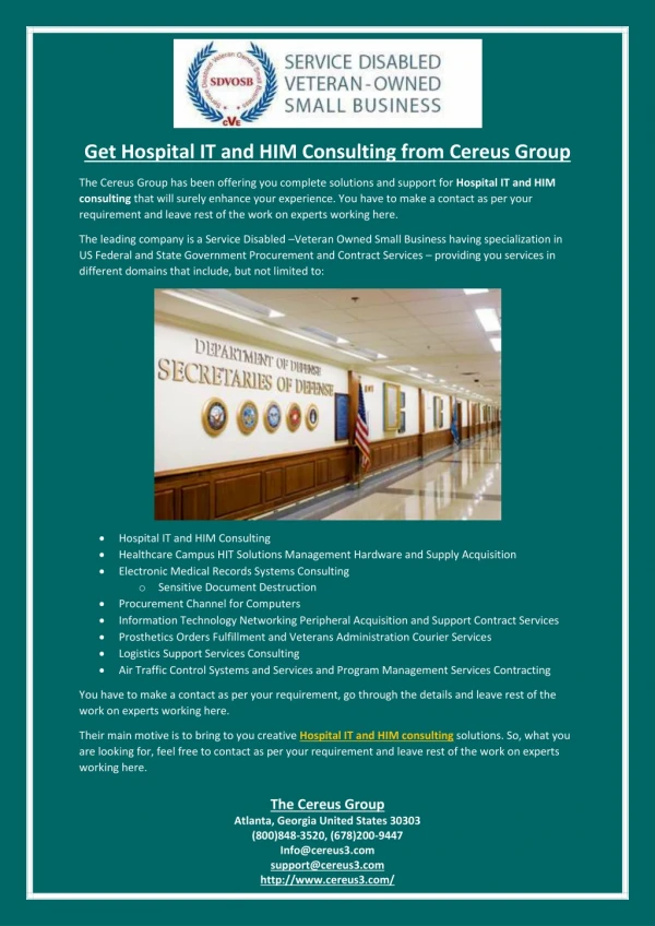 Get Hospital IT and HIM Consulting from Cereus Group
