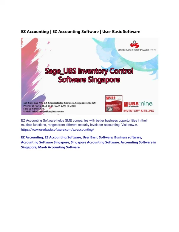 EZ Accounting | EZ Accounting Software | User Basic Software