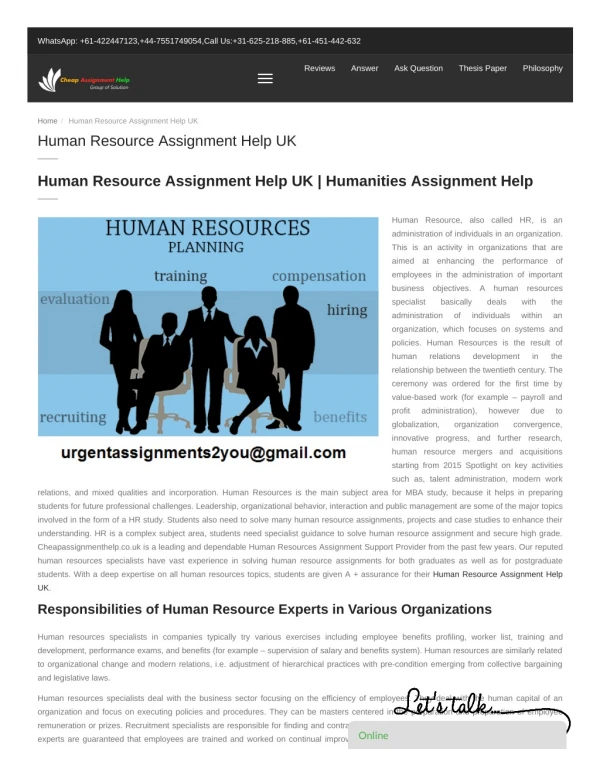 Human Resource Assignment Help UK