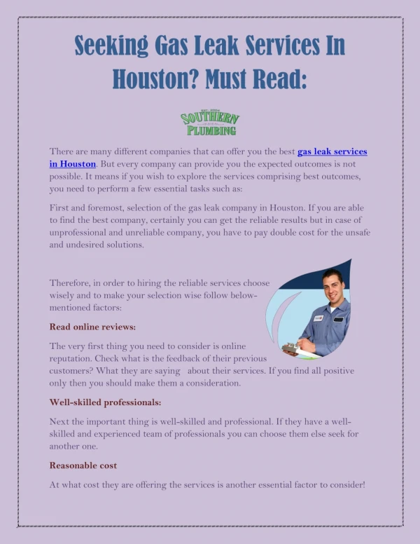 Seeking Gas Leak Services In Houston? Must Read: