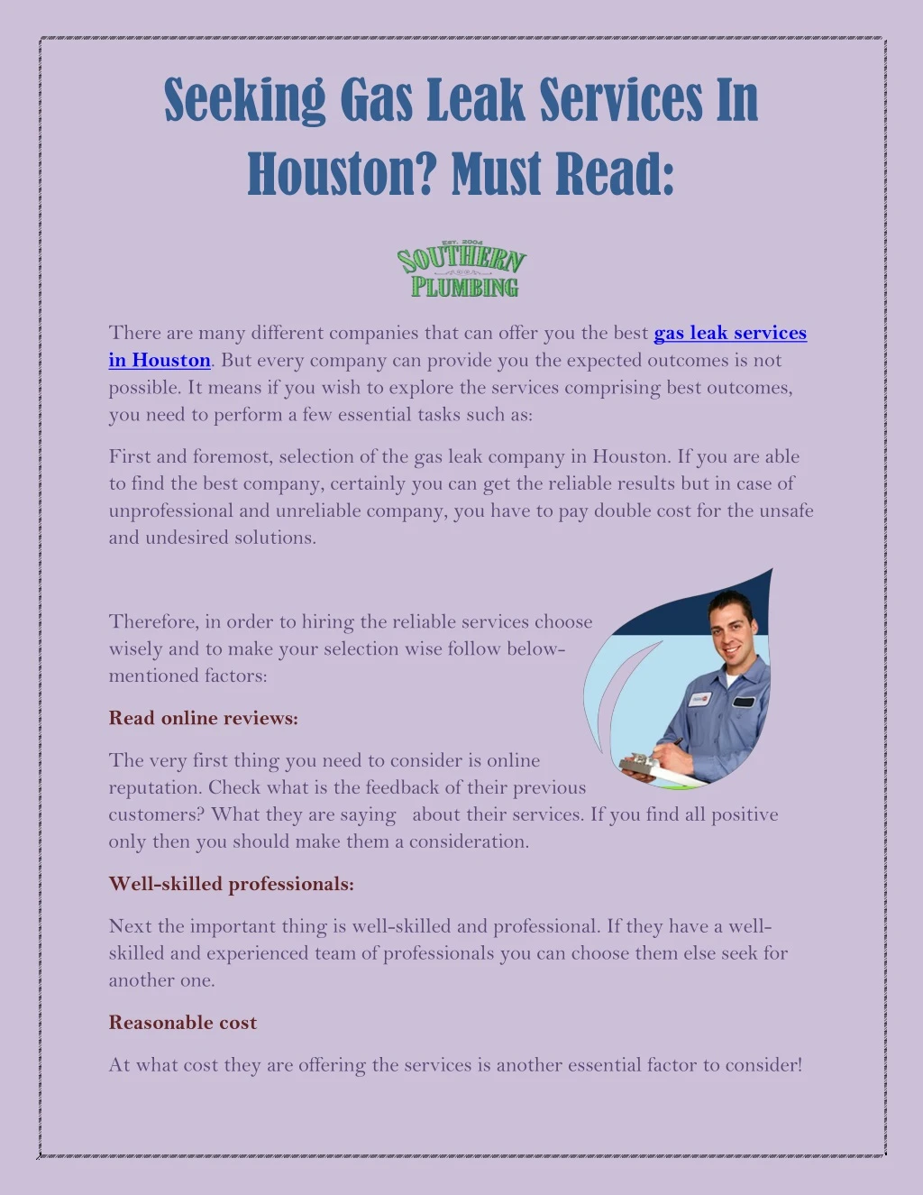 seeking gas leak services in houston must read